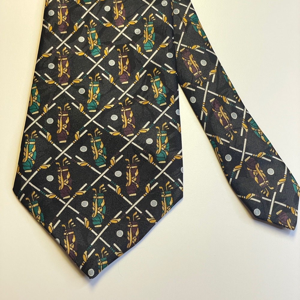 Vintage A. Rogers Golf Bag Necktie Mens Sporty Preppy Country Club 59" x 4" Work